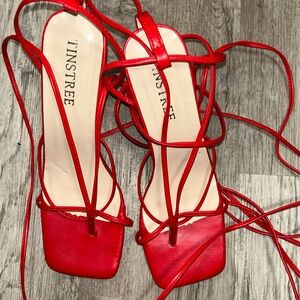Women's Red Strappy Heels